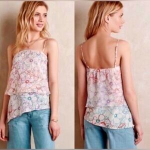 Anthropologie's Maeve Asymmetrical Hem 100% Silk Top NWT